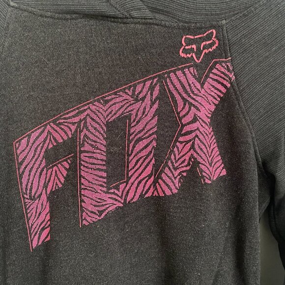 Fox Y2K Black Racing Hoodie Men's Size Small Graphic Logo Pullover - Picture 2 of 5